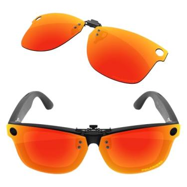 Imagem de Firtox Clipes polarizados para Ray-Ban Meta Wayfarer RW4006 (tamanho M 50-22), protegem os olhos para homens e mulheres - laranja vermelho