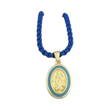 Imagem de Colar Choker Com Pingente Oval De Nossa Senhora Em Esmalte, Corrente C