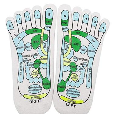 Imagem de Dioche Meias de Reflexologia Meias de Massagem Nos Pés Com Pontos de Acupressão áreas de Reflexologia Claramente Definidas Design de Malha Solta Não Vinculativa para Casas de Massagem (WHITE)