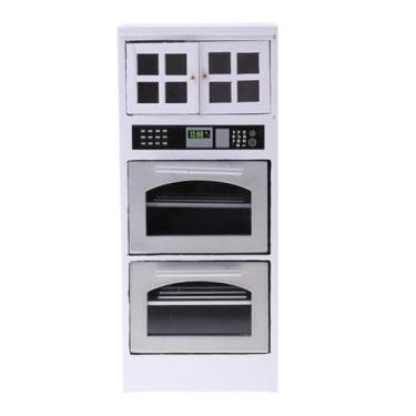 Imagem de Almencla Armário de forno de micro-ondas em miniatura na escala 1:12, brinquedo de cozinha de faz de conta, mini despensa, modelo para presente, artesanato e