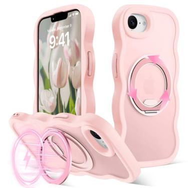 Imagem de Amzfield Capa magnética para iPhone 16e anel de 360°, rosa
