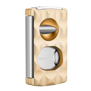 Imagem de JDIME Cortador de charutos, corte em V de aço inoxidável, com perfurador, suporte, lâmina afiada, acessório de viagem para fumar, caixa de presente, CE-24HM(H)