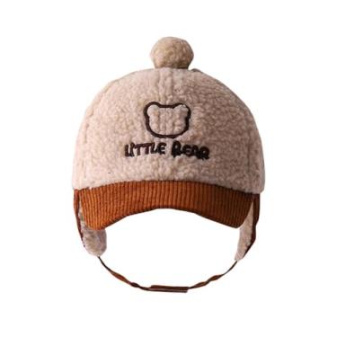 Imagem de RYZGOJV Chapéu de inverno quente para crianças, chapéu de inverno infantil para crianças, boné unissex com protetor de ouvido para crianças pequenas - café