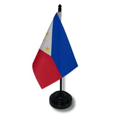 Imagem de Bandeira de Mesa das Filipinas, 26cm Altura Total, 18x11cm Tecido Oxford, Face Única, Base Plástica, Decorativa para Escritório e Eventos