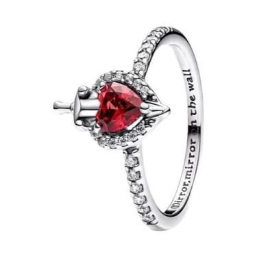 Imagem de Anel Feminino De Prata Esterlina 925 Com Coração Vermelho E Pedra Colo