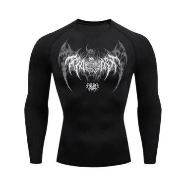 Imagem de Camiseta De Compressão De Manga Longa Com Estampa De Asas De Caveira P