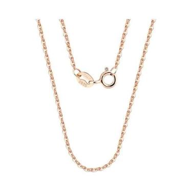 Imagem de Colar De Corrente De Cabo Em Prata Esterlina 925 Banho De Ouro Rosa Pa