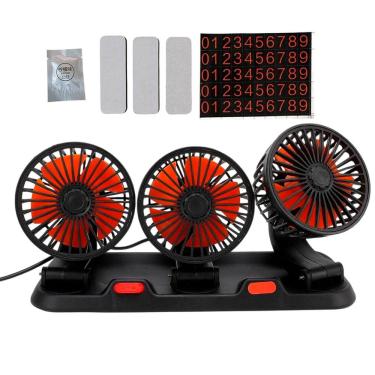 Imagem de Ventilador Carro Triplo Automotivo Automovel Van Kombi 2 Velocidades Silencioso Calor Verao Sol Dias Quentes