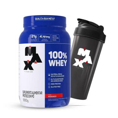 Imagem de 100% Whey 900 Gr Max e Coqueteleira Max Titanium-Unissex
