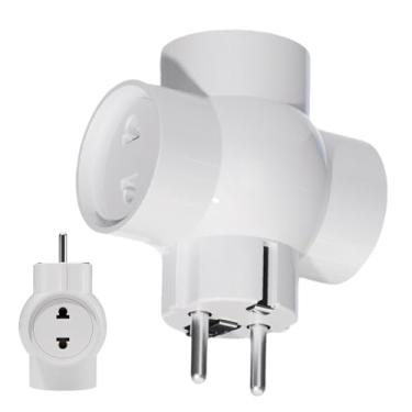 Imagem de Adaptador De Viagem - Extensão Elétrica - Carregador AC com 3 Entradas e Tomada 16A Unissex para Viagens na Europa, Rússia e Alemanha