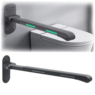 Imagem de Barras de apoio dobráveis para deficientes, barra de apoio dobrável para vaso sanitário, suporte de segurança antiderrapante, barra de apoio para banheiro, alça de chuveiro com indicadores