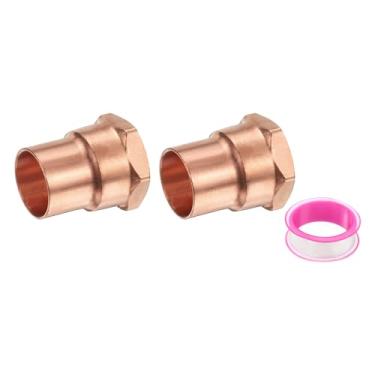Imagem de PATIKIL Adaptador fêmea 22 mm ID x 3/10.2 cm, 2 peças com conexão C x m Conexões de adaptador de tubo de cobre Conectores de tubos roscados para HVAC residencial comercial