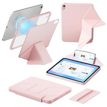 Imagem de KVTVOU Capa para iPad (A16) 11ª geração 2025 11 polegadas, para iPad 10ª geração 2022 10,9 polegadas, capa traseira magnética removível transparente e suporte de lápis, vários ângulos, hibernar