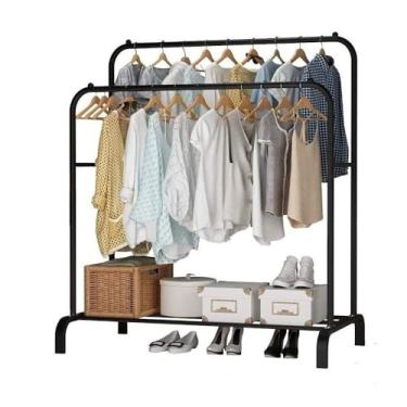 Imagem de Arara de Roupas Dupla com Sapateira e Prateleiras