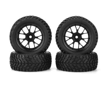 Imagem de MYHWDRNU Peças de carro RC compatíveis com HSP para HIMOTO para HPI 1/10 RC veículo off-road puxar carro roda plana roda roda carro estrada 4 peças pneu de borracha