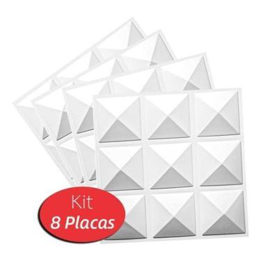 Imagem de 8 Placas Decorativas 3D Revestimentos Paredes Tetos Prisma