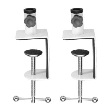 Imagem de HARFINGTON 2 peças de montagem de grampo de mesa de metal com furo de 6,9 cm de diâmetro de 6,88 cm, suporte universal em cantilever com parafuso ajustável, alça de plástico para suporte de lâmpada de