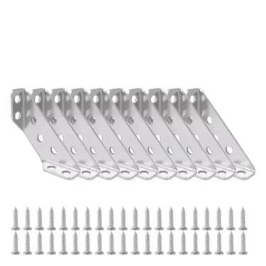 Imagem de 1 – 12 peças universal suporte de canto de aço inoxidável fixadores de móveis suportes angulares conector prateleiras suporte de armário quadros (12 conjuntos)