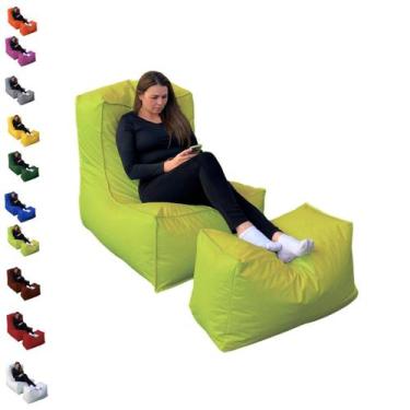 Imagem de Puff Poltrona com Peseira Cheio Material Sintético Almofadão Gigante -