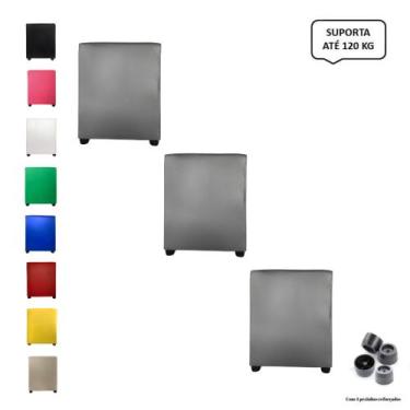 Imagem de Kit 3 Pufs Puff Banqueta Quadrado Decorativo Casa - Mercadão dos Puffs