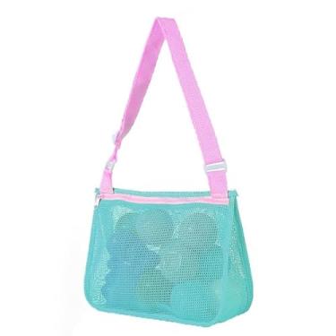 Imagem de Bolsas masculinas de higiene pessoal, bolsas de praia para recolher conchas, bolsa de armazenamento de malha de concha bolsa de natação com zíper para piscina (verde)