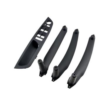 Imagem de Bege preto braço do carro assento do motorista dianteiro lhd rhd interior maçaneta da porta painel interno puxar guarnição capa Compatível com bmw e70 e71 x5 x6(Black 4Pcs LHD)