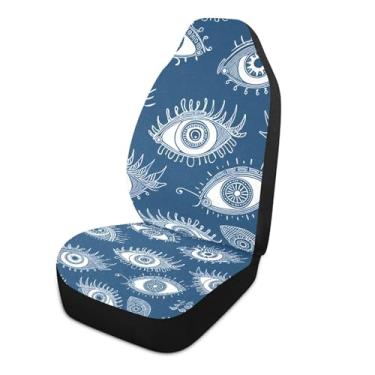 Imagem de xigua Capas de assento de carro dianteiras universais estilizadas Eyes 1 pacote, capas protetoras de assento de carro respiráveis para decoração de interiores automotivos, SUV, carros automotivos