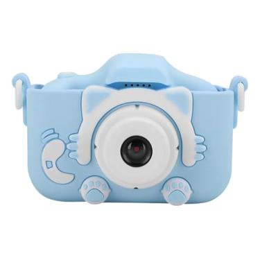 Imagem de Câmera Digital Infantil Design Gatinho, Máquina Fotográfica Tira Foto e Filma Recarregável (Azul)