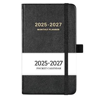 Imagem de Agenda de bolso 2025-2027 - Agenda mensal de 3 anos, janeiro de 2025 a dezembro de 2027, 15,7 cm x 10 cm, agenda de bolso com 60 páginas de notas, contatos, bolso traseiro - preta