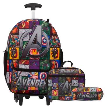 Imagem de Kit Mochila Infantil Menino Vingadores Rodinhas + Lancheira - TOYS 2U