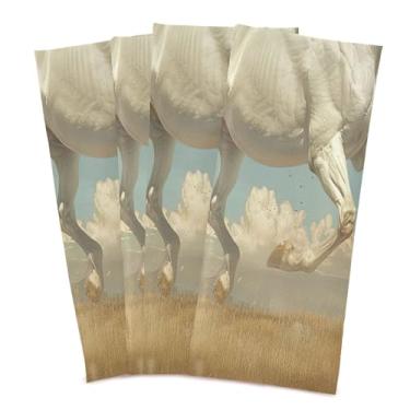 Imagem de xigua Horse Gallops Conjunto de 4 panos de prato de cozinha, macios e altamente absorventes de secagem rápida para limpeza de pratos e limpeza manual, 71 x 45 cm