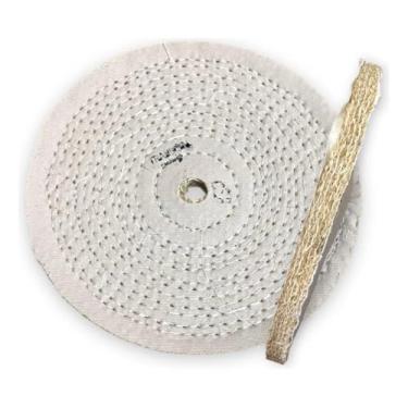 Imagem de CM POLIMENTO, Roda Transisal Algodão 25cm - Tirar Riscos Polimento Abrasivo Inox Aluminio Cubas Ferro Faca Tanque Rodas Armas