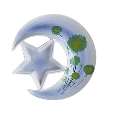 Imagem de Conjunto de tigelas de cerâmica para sobremesa, tigelas de imersão de cerâmica, conjunto de batatas fritas e molho em forma de lua e estrela de cerâmica, bandeja de servir bolinhos e potadesivos