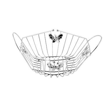 Imagem de Cesta de armazenamento, cesta de frutas de ferro, bacia de armazenamento de legumes, bandeja de frutas para (prata)