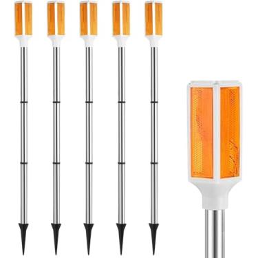 Imagem de Joyibay 5 peças de marcadores de entrada movidos a energia solar, luzes de paisagem de aquecimento solar, luzes solares de entrada de automóveis ao ar livre, refletores de garagem de paisagem em