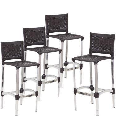 Imagem de 4 Banquetas Altas Madri Em Cozinha Alumínio área Edícula Tabaco