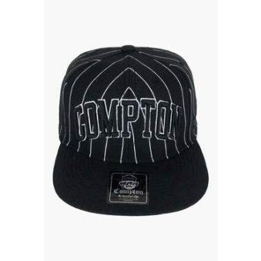 Imagem de Boné Compton Aba Reta Urban Pinstripe Preto Bordado-Unissex