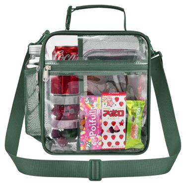 Imagem de Oraben Lancheira transparente aprovada pelo estádio lancheira multiuso lancheira portátil lancheira transparente para homens, adultos e mulheres (verde floresta)