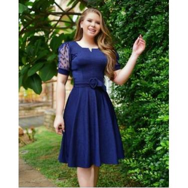 Imagem de Vestido Feminino Com Cinto Midi Rodado Evangélico Social Godê Prinçesa