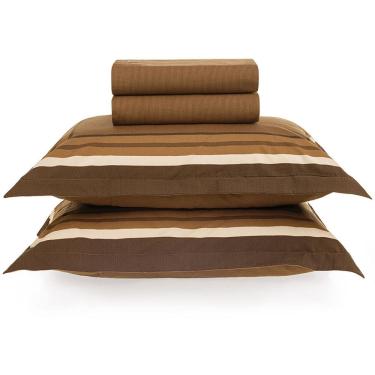 Imagem de Jogo de Cama Karsten Duarte 200 Fios 4 Peças Queen Marrom