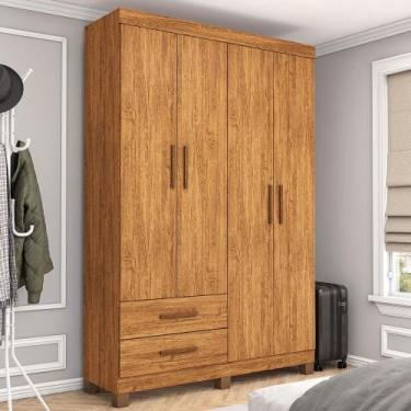 Imagem de Guarda-Roupa Solteiro Solo 4 Portas 2 Gavetas com Pés Cinamomo - Pnr M