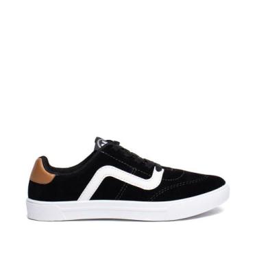 Imagem de Tênis Infantil Molekinho Camurça Slip On Preto/Branco, Preto, Branco, 