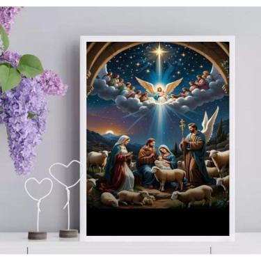 Imagem de Quadro O Nascimento De Menino Jesus 33X24Cm - Com Vidro