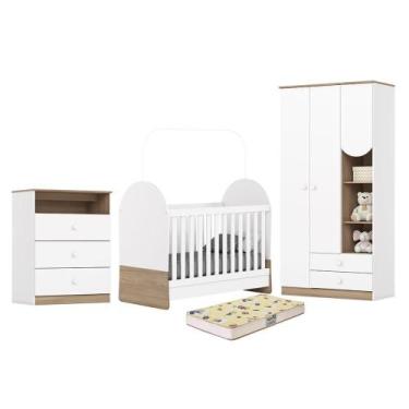 Imagem de Dormitório Infantil Magia Guarda Roupa, Cômoda e Berço com Colchão Sup
