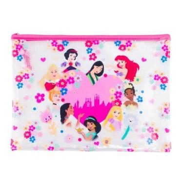 Imagem de Estojo Necessaire Princesas Coração Disney Média 17x21cm Infantil - Ta