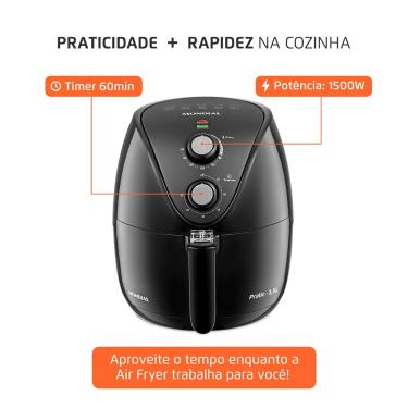Imagem de Fritadeira Air Fryer 3,5L Mondial AF35BF Preta 220V