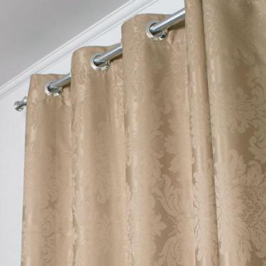 Imagem de Cortina Para Varão em Tecido Jacquard 100% Poliéster Medalhão Bege Esc