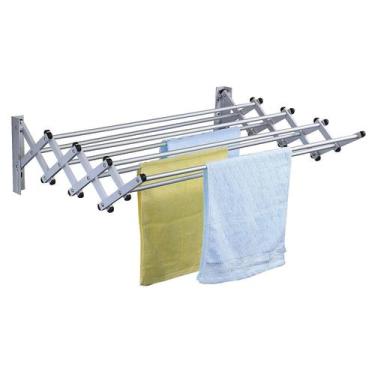 Imagem de Varal de Parede Sanfonado em Alumínio 60x61x22cm Prata - Kleine Wolke