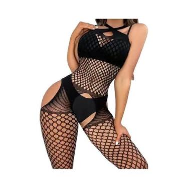 Imagem de Conjunto De Lingerie Sexy Feminina Em Renda Com Estampa Floral, Body C