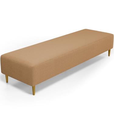 Imagem de Puff Decorativo Sala de Estar Bali W01 Pés Palito 210x60cm Bouclê Mostarda - Lyam Decor